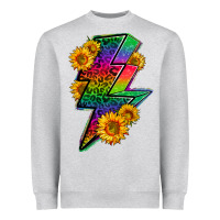 Heather Grey LGBTQ+ Lightnin' Bolt With Sunflower Heavyweight Sweatshirt - BundleAndBundleShop