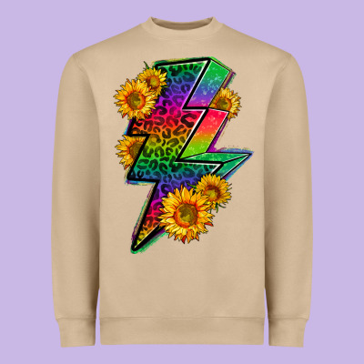 Lgbtq+ Lightnin' Bolt With Sunflower Heavyweight Sweatshirt Designed By Bundleandbundleshop