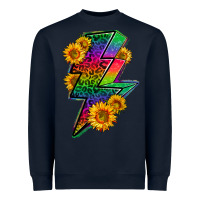 Navy LGBTQ+ Lightnin' Bolt With Sunflower Heavyweight Sweatshirt - BundleAndBundleShop