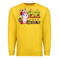 Lemon all i want for christmas is a unicorn Premium Sweatshirt - CowGirlArtShop