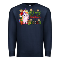 Navy all i want for christmas is a unicorn Premium Sweatshirt - CowGirlArtShop