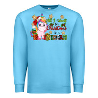 Ocean Blue all i want for christmas is a unicorn Premium Sweatshirt - CowGirlArtShop