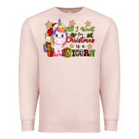 Pale Pink all i want for christmas is a unicorn Premium Sweatshirt - CowGirlArtShop