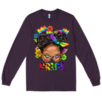Plum LGBTQ+ Messy Bun Mom Pride With Flower Long Sleeve Tee - BundleAndBundleShop