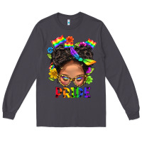 Smoke LGBTQ+ Messy Bun Mom Pride With Flower Long Sleeve Tee - BundleAndBundleShop