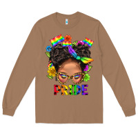 Toasted Coconut LGBTQ+ Messy Bun Mom Pride With Flower Long Sleeve Tee - BundleAndBundleShop