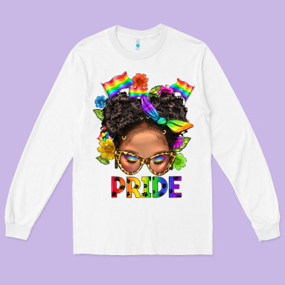Lgbtq+ Messy Bun Mom Pride With Flower Long Sleeve Tee Designed By Bundleandbundleshop