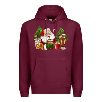 Burgundy santa coffee cups christmas Premium Hoodie - CowGirlArtShop