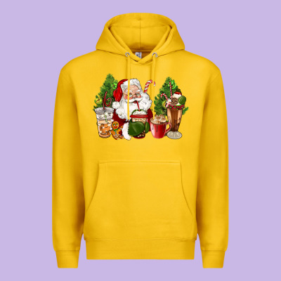 Santa Coffee Cups Christmas Premium Hoodie Designed By Cowgirlartshop