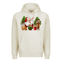 Oatmeal Heather santa coffee cups christmas Premium Hoodie - CowGirlArtShop