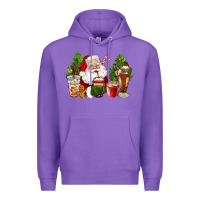 Purple santa coffee cups christmas Premium Hoodie - CowGirlArtShop