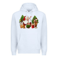 White santa coffee cups christmas Premium Hoodie - CowGirlArtShop