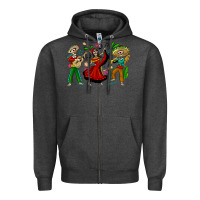 Charcoal Heather Mexican Skeletons Zipper Hoodie - texasbilliewilder