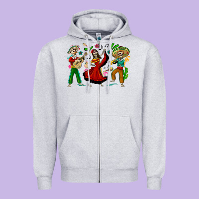 Mexican Skeletons Zipper Hoodie Designed By Texasbilliewilder