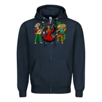 Navy Mexican Skeletons Zipper Hoodie - texasbilliewilder
