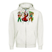 Oatmeal Heather Mexican Skeletons Zipper Hoodie - texasbilliewilder