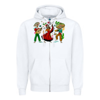 White Mexican Skeletons Zipper Hoodie - texasbilliewilder