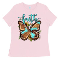 Bubblegum Pink faith leopard butterfly Ladies Tee - JahusDesignShop