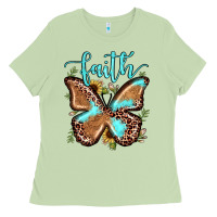 Faith Leopard Butterfly Ladies Tee | Teevron
