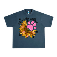 Midnight Navy life is better with dogs Urban Heavy Tee - NancyCooperArtShop