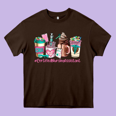 Cerified Nursing Assistant Coffee Cup Heavy Core Tee Designed By Adodesignshop