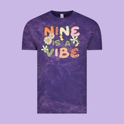 Nine Is A Vibe Vintage Tee Designed By Maliassmallbusiness