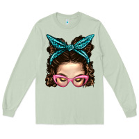 Matcha Messy Bun Mom With Leopard Bandana Long Sleeve Tee - BundleAndBundleShop