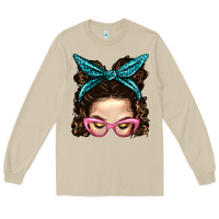 Mushroom Messy Bun Mom With Leopard Bandana Long Sleeve Tee - BundleAndBundleShop