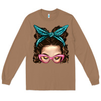 Toasted Coconut Messy Bun Mom With Leopard Bandana Long Sleeve Tee - BundleAndBundleShop