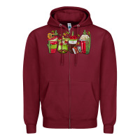 Burgundy Mexico Coffee Cups Zipper Hoodie - texasbilliewilder