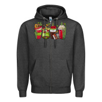 Charcoal Heather Mexico Coffee Cups Zipper Hoodie - texasbilliewilder
