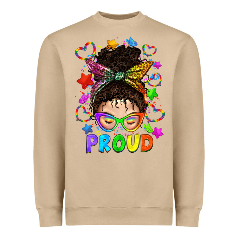 Lgbtq+ Messy Bun With Colorful Stars Heavyweight Sweatshirt by BundleAndBundleShop | Teevron