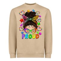 Mushroom LGBTQ+ Messy Bun With Colorful Stars Heavyweight Sweatshirt - BundleAndBundleShop