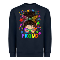 Navy LGBTQ+ Messy Bun With Colorful Stars Heavyweight Sweatshirt - BundleAndBundleShop