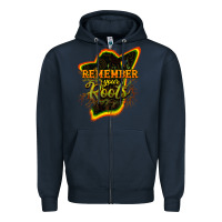 Navy remember your roots Zipper Hoodie - NancyCooperArtShop