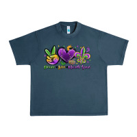 Midnight Navy peace love mardi gras Urban Heavy Tee - MaliasSmallBusiness