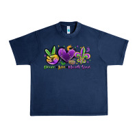 Navy peace love mardi gras Urban Heavy Tee - MaliasSmallBusiness