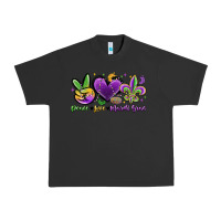 Pigment Black peace love mardi gras Urban Heavy Tee - MaliasSmallBusiness