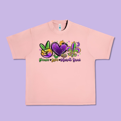 Peace Love Mardi Gras Urban Heavy Tee Designed By Maliassmallbusiness