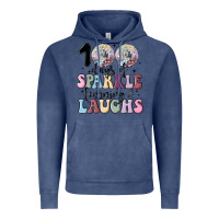 Vintage Denim 100 days of sparkle learning and laugh faux sequin Vintage Hoodie - MaliasSmallBusiness