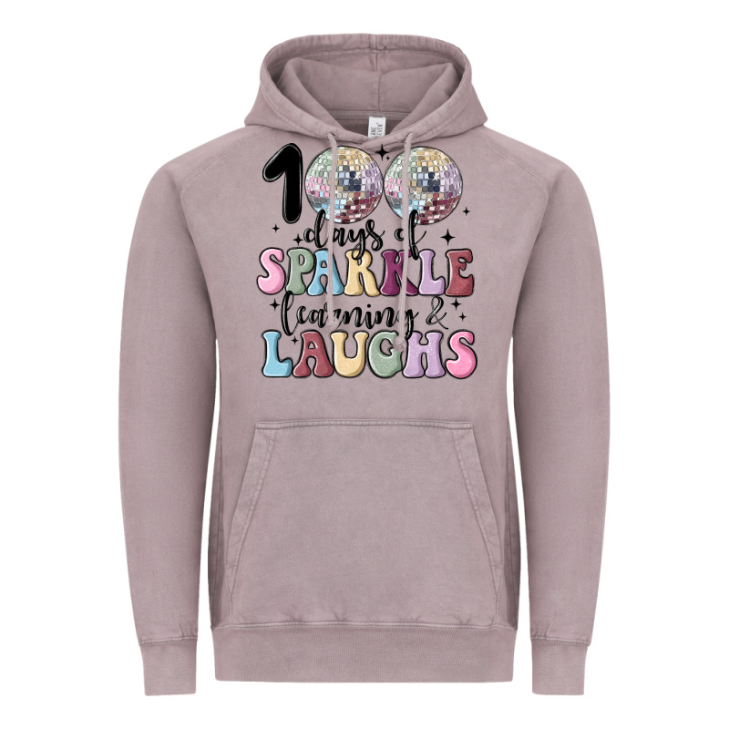 100 Days Of Sparkle Learning And Laugh Faux Sequin Vintage Hoodie by MaliasSmallBusiness | Teevron