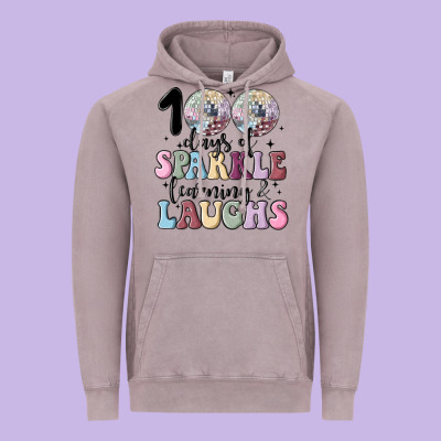 100 Days Of Sparkle Learning And Laugh Faux Sequin Vintage Hoodie Designed By Maliassmallbusiness