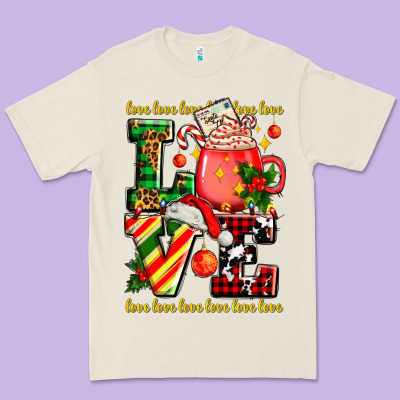 Love With Coffee Cup And Christmas Lights Premium Tee Designed By Adodesignshop