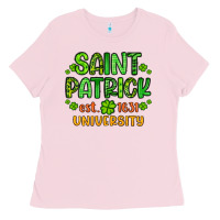 Bubblegum Pink saint patrick university Ladies Tee - Artiststas