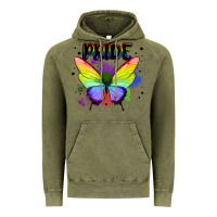 Vintage Olive rainbow butterfly pride lgbtq Vintage Hoodie - MaliasSmallBusiness