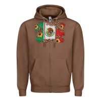 Chestnut Mexican Flag with Leopard Zipper Hoodie - texasbilliewilder