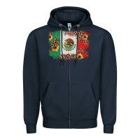 Navy Mexican Flag with Leopard Zipper Hoodie - texasbilliewilder
