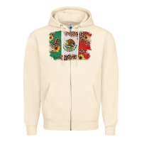 Sandshell Mexican Flag with Leopard Zipper Hoodie - texasbilliewilder