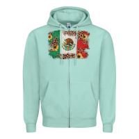 Seafoam Mexican Flag with Leopard Zipper Hoodie - texasbilliewilder