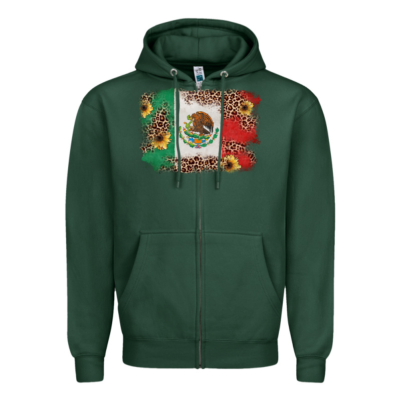 Mexican Flag With Leopard Zipper Hoodie by texasbilliewilder | Teevron